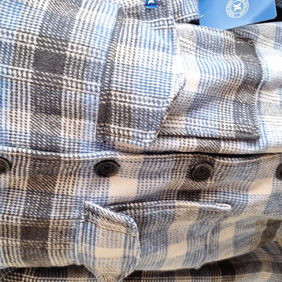 NWT Hurley Plaid Thick Soft Blue/Grey/White Flannel Long Shacket Size M - Picture 5 of 10